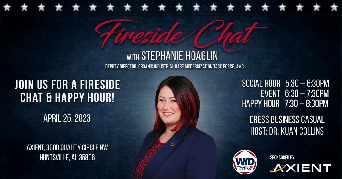 Axient Women in Defense Fireside Chat event invitation formatted for LinkedIn
