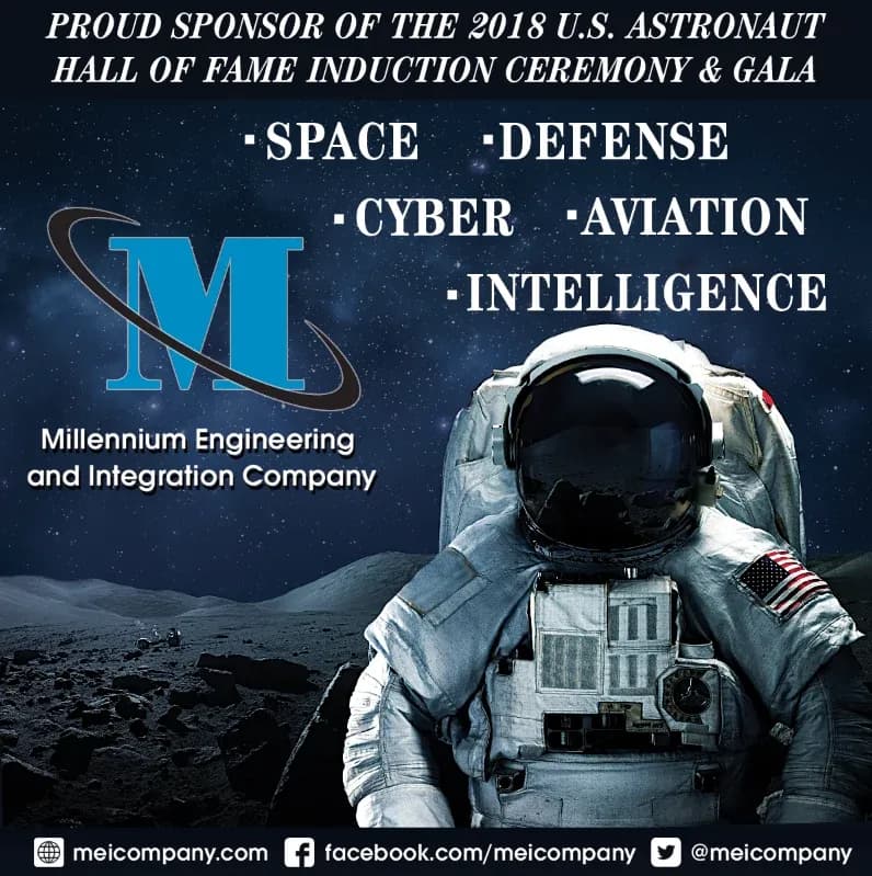 Advertisement for Millennium's sponsorship of the 2018 U.S. Astronaut Hall of Fame Induction Ceremony and Gala