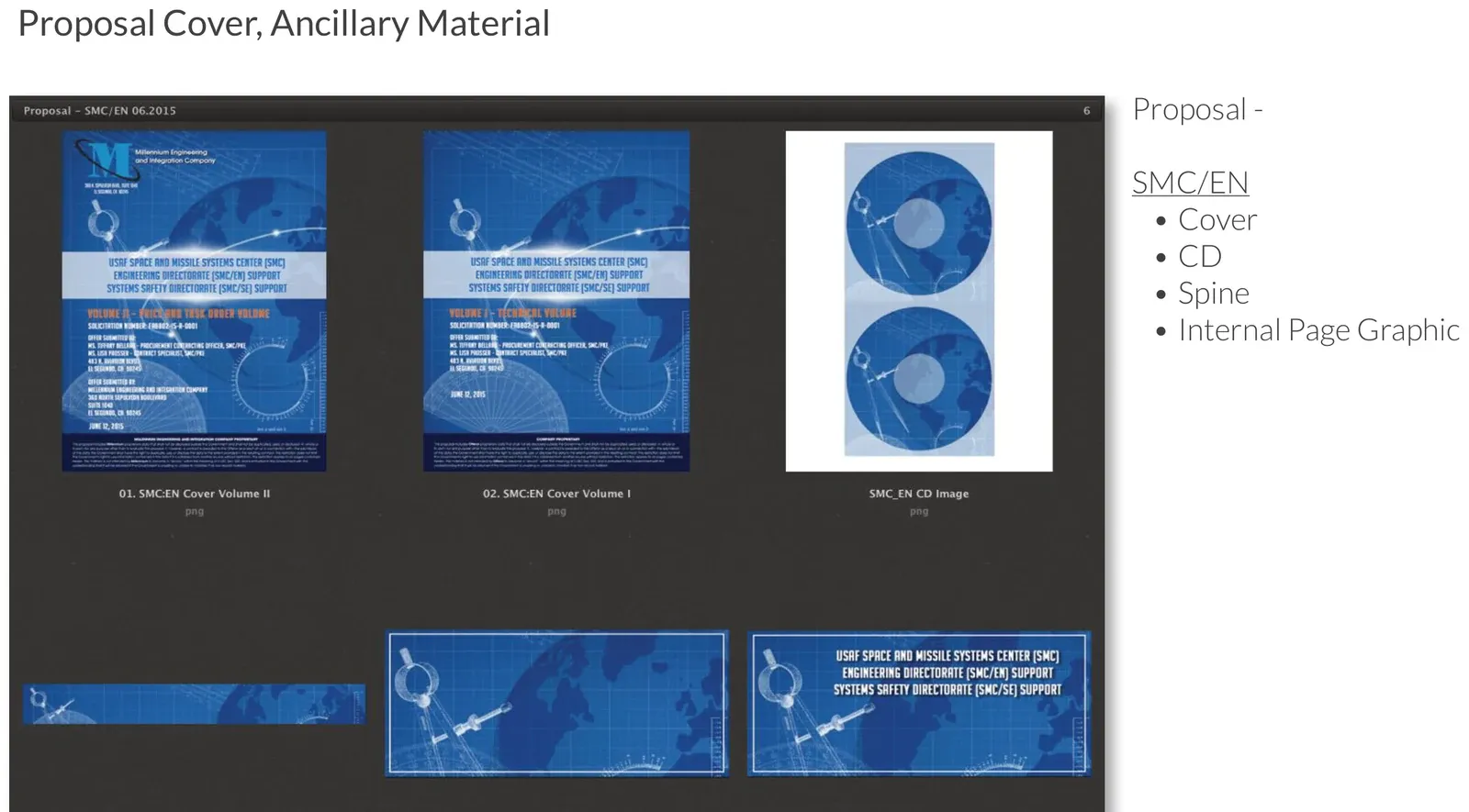 SMC/EN proposal cover, CD, spine, and internal-page graphic spread